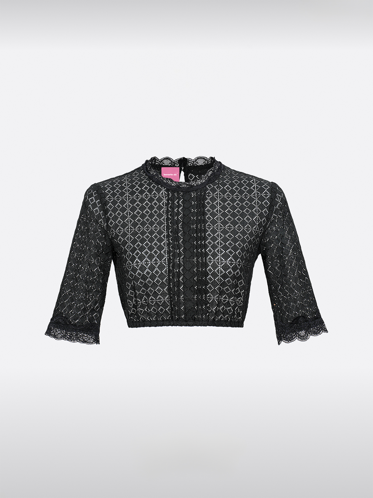 Schwarz Rundhals Dirndlbluse